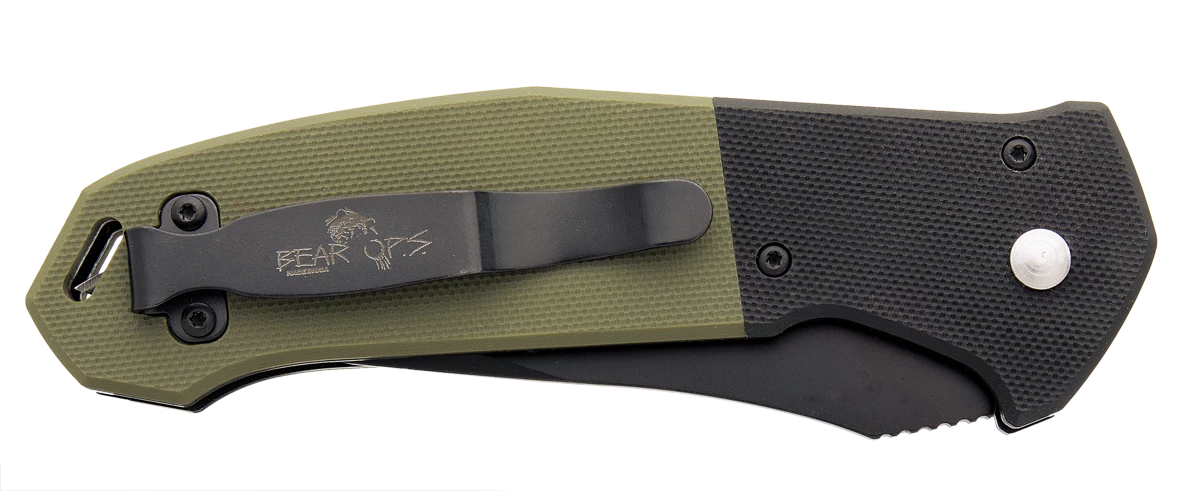4-1/2″ Auto Bold Action® V Black/OD Green G10 Handle With Black Blade – AC-500-B4-B 3 4-1/2″ Auto Bold Action® V Black/OD Green G10 Handle With Black Blade – AC-500-B4-B - Image 2