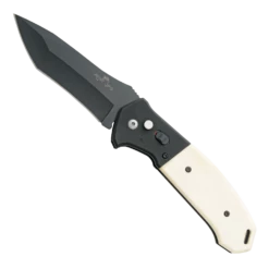 5″ Auto Bold Action® V White Smooth Bone Handle With Black Blade – AC-550-WSB6-B