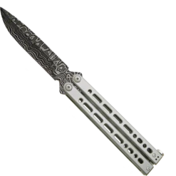 BEAR SONG®  VIII GREY STAINLESS HANDLE W/ DAMASCUS BAYONET BLADE – B-820-SS-LD