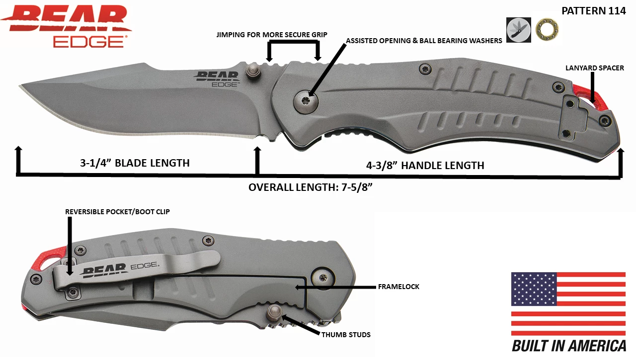 4-3/8 In. Stainless Steel Frame Lock – BE114 4 4-3/8 In. Stainless Steel Frame Lock – BE114 - Image 2