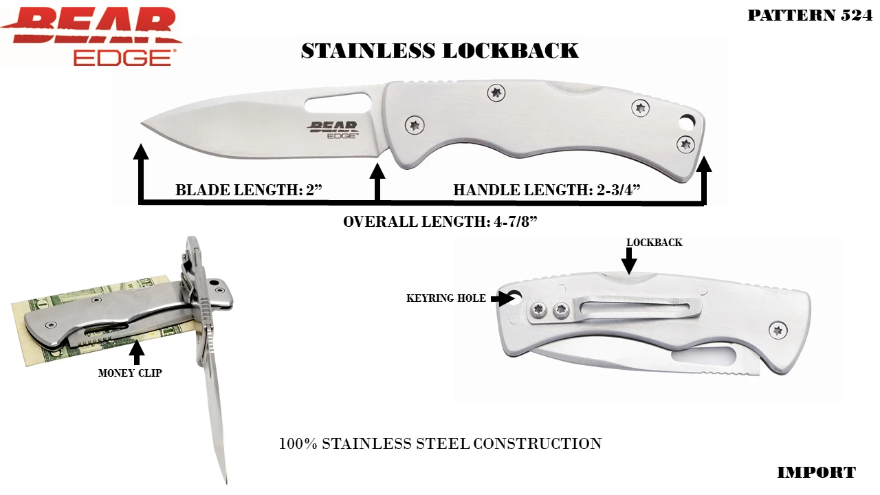 2-3/4″ Moneyclip Knife – BE524 5 2-3/4″ Moneyclip Knife – BE524 - Image 3