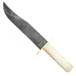 14-3/8″ White Smooth Bone Bowie Damascus – WSB02D